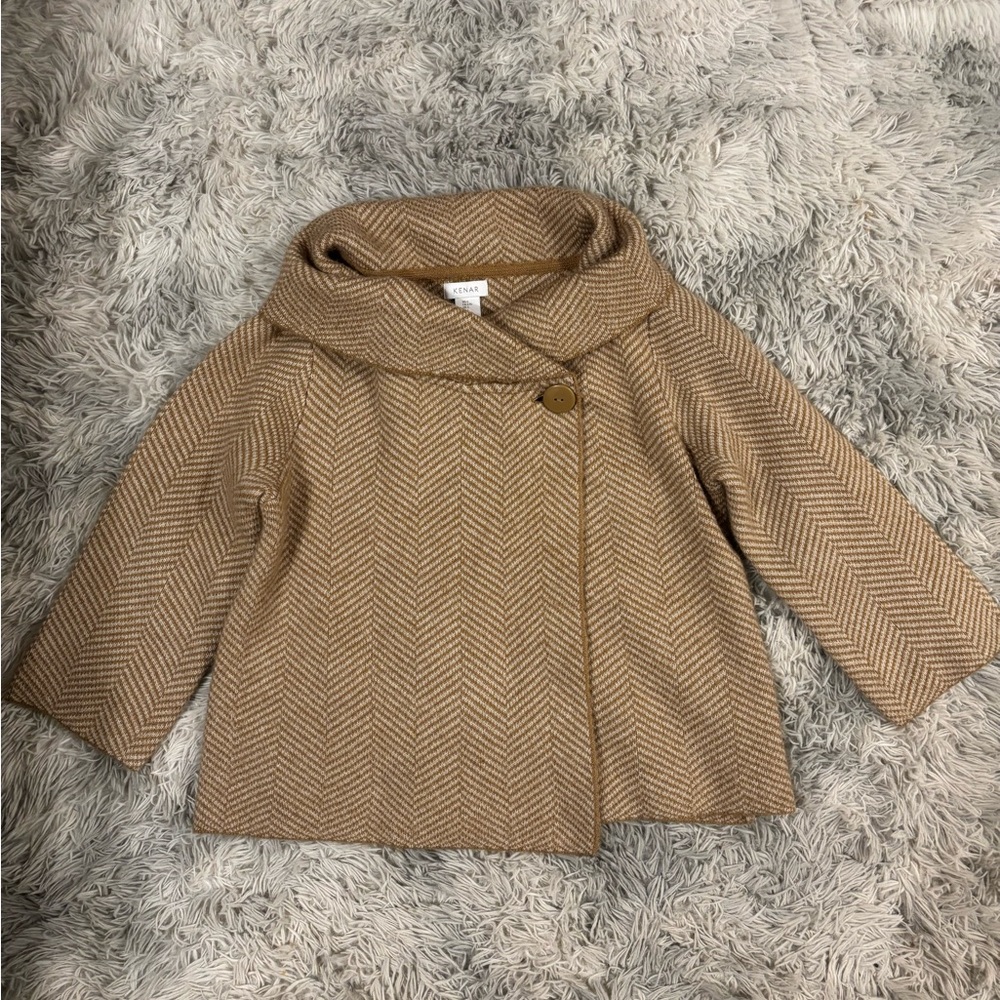Kenar Tan Herringbone Women's Wool Blend Cape
